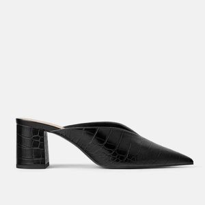 ZARA Low Cut Animal Embossed Heeled Mules |Size 37